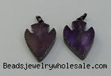 NGP6455 22*28mm - 25*35mm arrowhead amethyst gemstone pendants