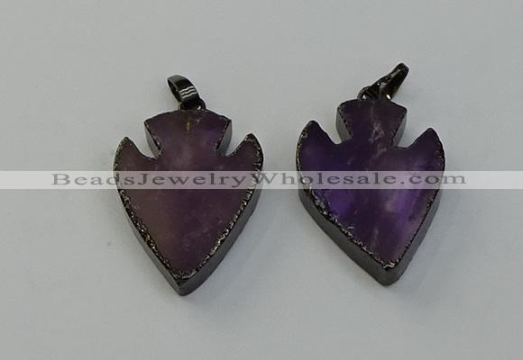 NGP6455 22*28mm - 25*35mm arrowhead amethyst gemstone pendants