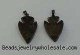 NGP6458 22*28mm - 25*35mm arrowhead smoky quartz pendants