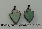 NGP6460 22*28mm - 25*35mm arrowhead amazonite gemstone pendants