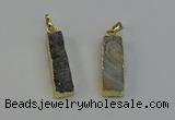 NGP6497 9*35mm - 10*30mm rectangle plated druzy agate pendants