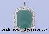 NGP652 5pcs 38*40mm rectangle brass with green aventurine pendants