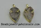 NGP6552 25*35mm - 26*40mm arrowhead druzy agate pendants