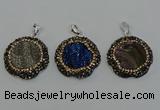 NGP6598 28mm - 30mm flower plated druzy agate gemstone pendants