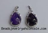 NGP6609 22*30mm faceted teardrop amethyst gemstone pendants