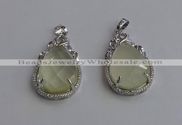 NGP6611 22*30mm faceted teardrop lemon quartz gemstone pendants