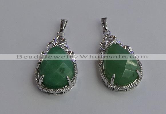 NGP6616 22*30mm faceted teardrop green aventurine gemstone pendants