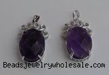 NGP6631 18*25mm faceted oval amethyst gemstone pendants