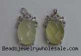 NGP6633 18*25mm faceted oval lemon quartz gemstone pendants