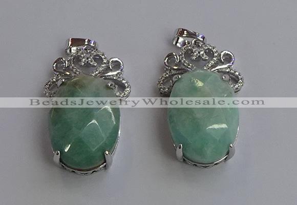 NGP6636 18*25mm faceted oval amazonite gemstone pendants