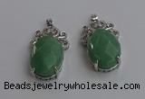 NGP6638 18*25mm faceted oval green aventurine gemstone pendants