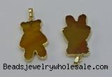 NGP6660 22*38mm Animal or V-shaped agate gemstone pendants