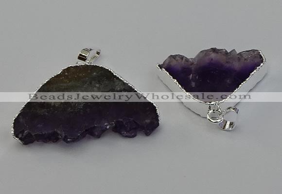 NGP6677 22*30mm - 25*35mm freeform druzy amethyst pendants