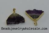 NGP6678 22*30mm - 25*35mm freeform druzy amethyst pendants