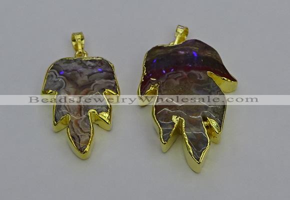 NGP6689 25*30mm - 30*40mm leaf agate gemstone pendants wholesale