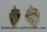 NGP6693 20*35mm - 30*45mm arrowhead agate gemstone pendants