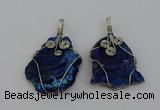 NGP6719 30*40mm - 40*55mm freeform plated druzy agate pendants