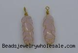 NGP6731 13*40mm sticks rose quartz gemstone pendants wholesale