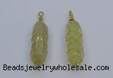 NGP6739 13*40mm sticks lemon quartz gemstone pendants wholesale