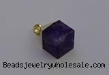 NGP6766 15*22mm cube amethyst gemstone pendants wholesale