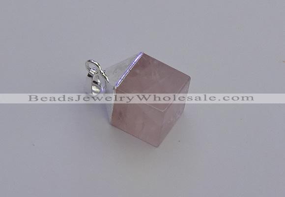 NGP6781 15*22mm cube rose quartz gemstone pendants wholesale