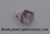 NGP6785 15*22mm cube light amethyst gemstone pendants wholesale