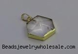 NGP6800 24*25mm hexagon white crystal gemstone pendants wholesale