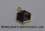 NGP6806 24*25mm hexagon amethyst gemstone pendants wholesale