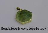 NGP6810 24*25mm hexagon green qutilated quartz pendants wholesale