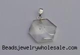 NGP6820 24*25mm hexagon white crystal gemstone pendants wholesale