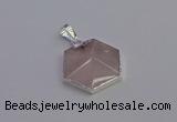 NGP6821 24*25mm hexagon rose quartz gemstone pendants wholesale