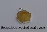 NGP6823 24*25mm hexagon citrine gemstone pendants wholesale