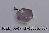 NGP6825 24*25mm hexagon light amethyst gemstone pendants wholesale