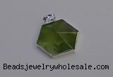 NGP6830 24*25mm hexagon green qutilated quartz pendants wholesale