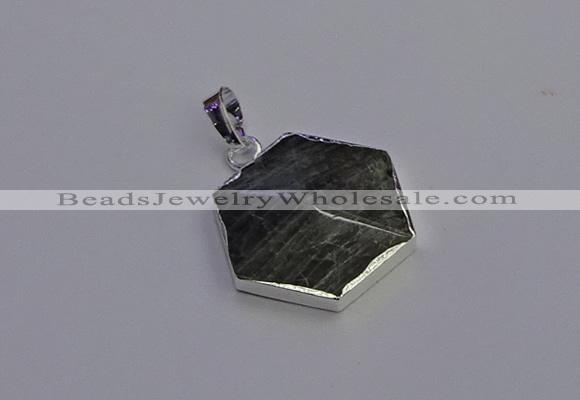 NGP6836 24*25mm hexagon labradorite gemstone pendants wholesale