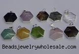 NGP6839 24*25mm hexagon mixed gemstone pendants wholesale