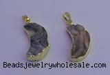 NGP6850 20*30mm - 22*35mm moon-shaped druzy agate pendants