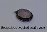 NGP6859 20*25mm oval rose quartz pendants wholesle