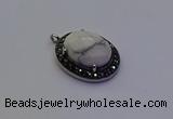 NGP6869 20*25mm oval white howlite gemstone pendants wholesle