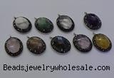 NGP6878 20*25mm oval mixed gemstone pendants wholesle