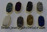 NGP6915 10*22mm - 12*25mm freeform plated druzy quartz pendants