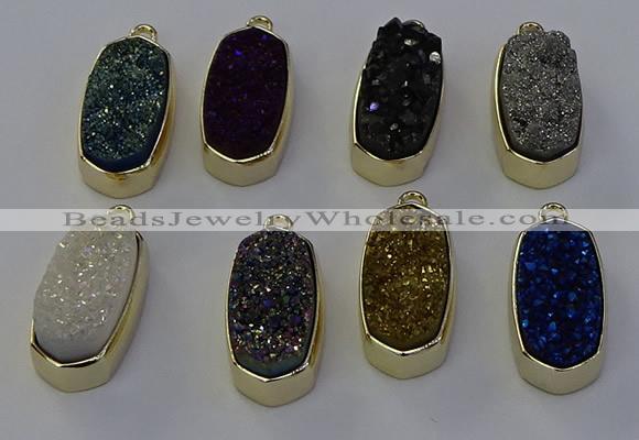 NGP6915 10*22mm - 12*25mm freeform plated druzy quartz pendants