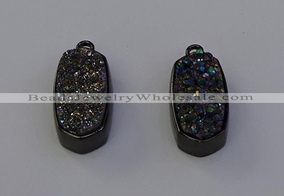 NGP6921 10*22mm - 12*25mm freeform plated druzy quartz pendants