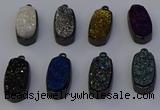 NGP6926 10*22mm - 12*25mm freeform plated druzy quartz pendants