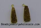 NGP6931 10*30mm - 12*35mm trapezoid plated druzy quartz pendants