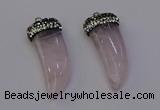 NGP6973 12*40mm - 15*45mm horn rose quartz pendants wholesale