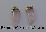 NGP6993 12*40mm - 15*45mm horn rose quartz pendants wholesale