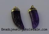 NGP6995 12*40mm - 15*45mm horn amethyst pendants wholesale