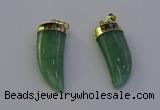 NGP6999 12*40mm - 15*45mm horn green aventurine pendants wholesale