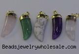 NGP7008 12*40mm - 15*45mm horn mixed gemstone pendants